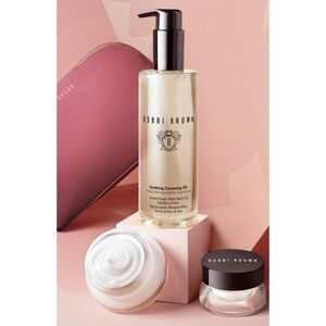 Bobbi Brown Full Size Cleanse And Repair Skincare Trio with Pink Pouch